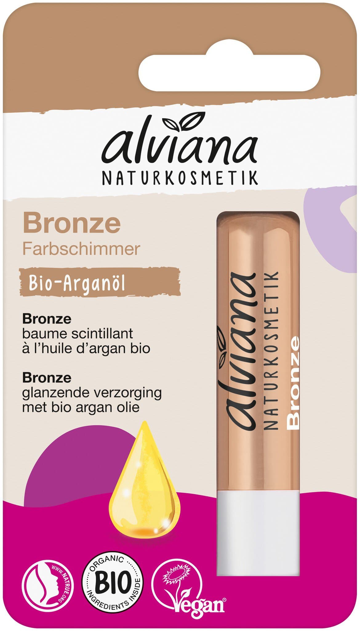 alviana Lippenpflegestift Bronze mit Bio-Arganöl