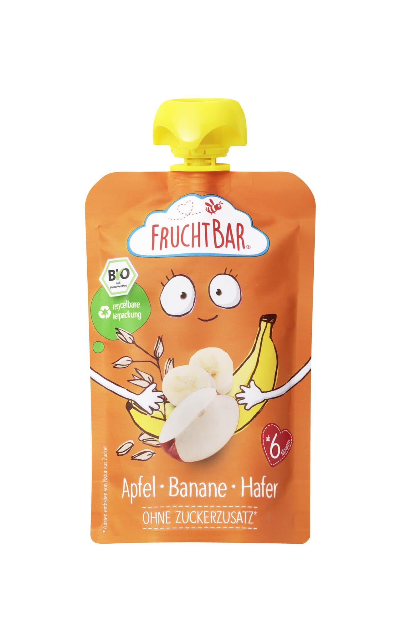 FRUCHTBAR Fruchtpüree Apfel Banane Hafer