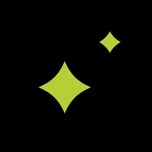Icon von zwei Sternchen mit grünem Akzent