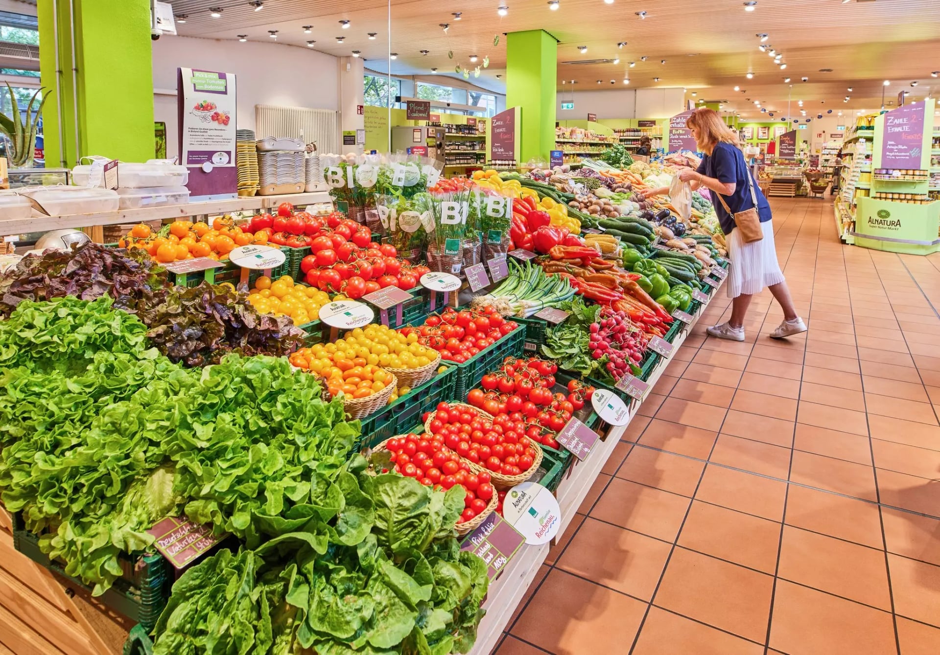 Innenansischt des Alnatura Super Natur Markts in Mainz