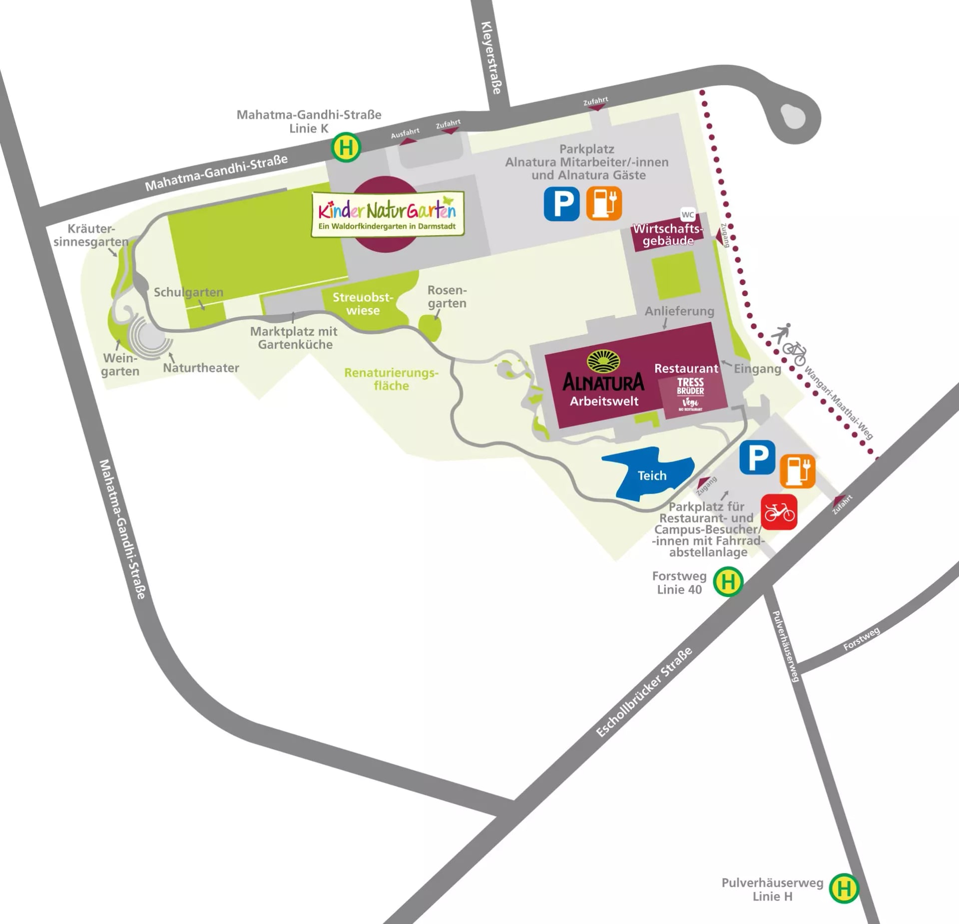 Eine Vorderansicht des Alnatura Campus in Darmstadt
