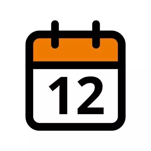 Kalender-Icon für den Monat Dezember mit orangem Akzent
