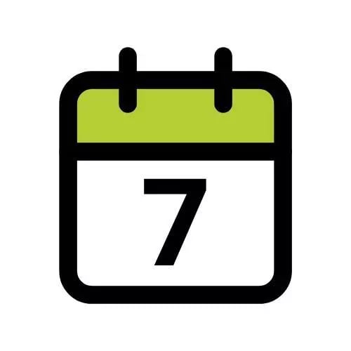Kalender-Icon für den Monat Juli mit grünem Akzent