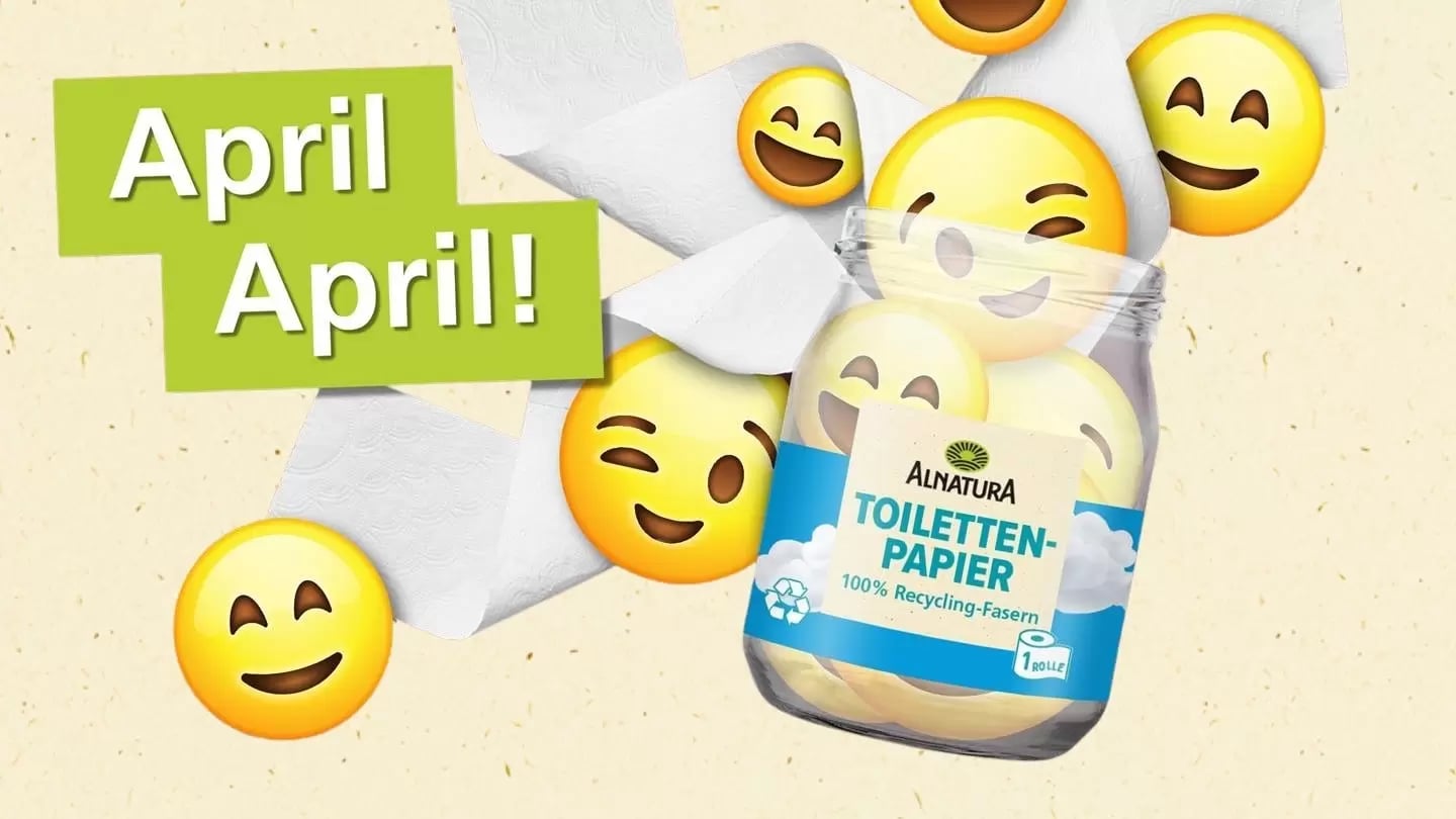 Auflösung des Aprilscherz "Toilettenpapier Samtweich im Mehrwegglas".