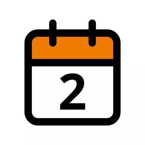 Kalender-Icon für den Monat Februar mit orangem Akzent