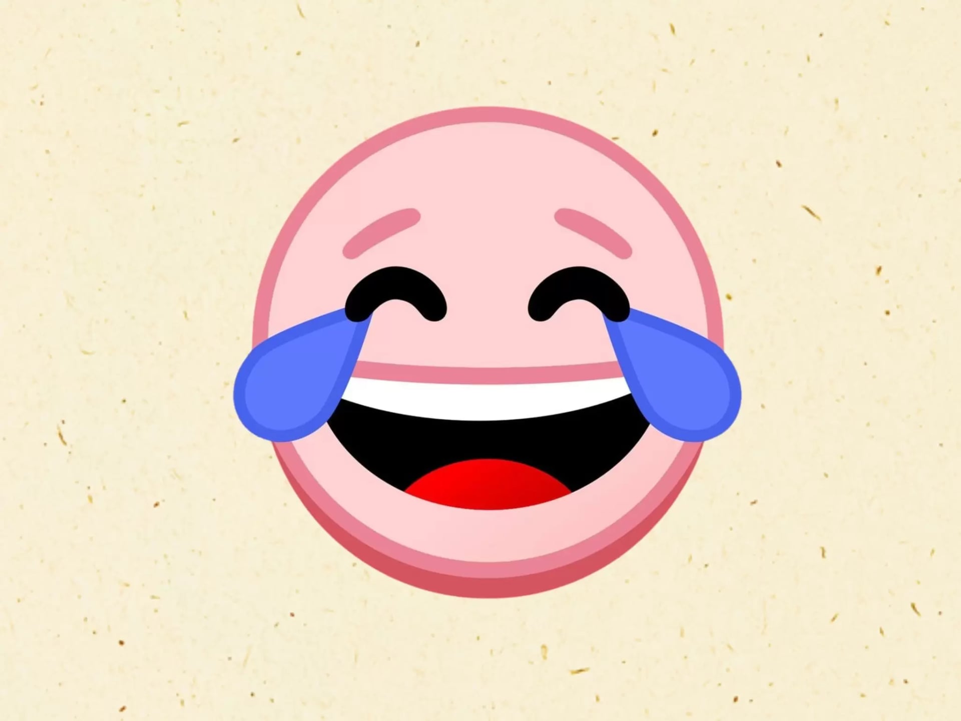 Ein lachender Emoji auf beigem Hintergrund
