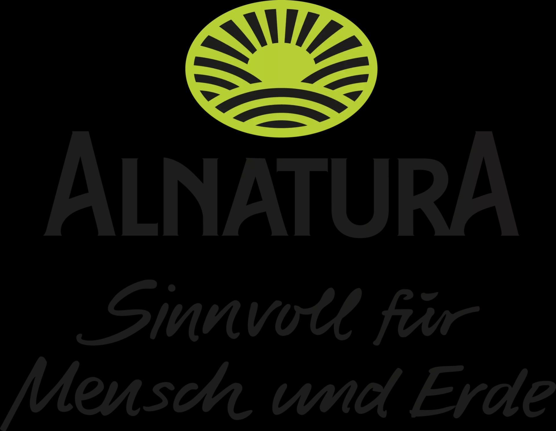 Alnatura Logo mit Claim "Sinnvoll für Mensch und Erde"