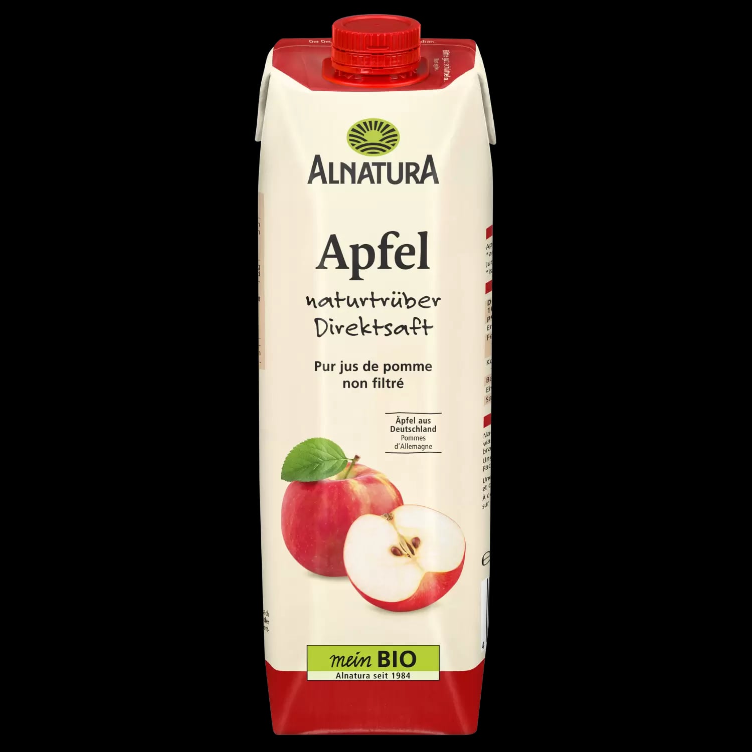 Packshot Alnatura naturtrüber Direktsaft Apfel im Tetrapak