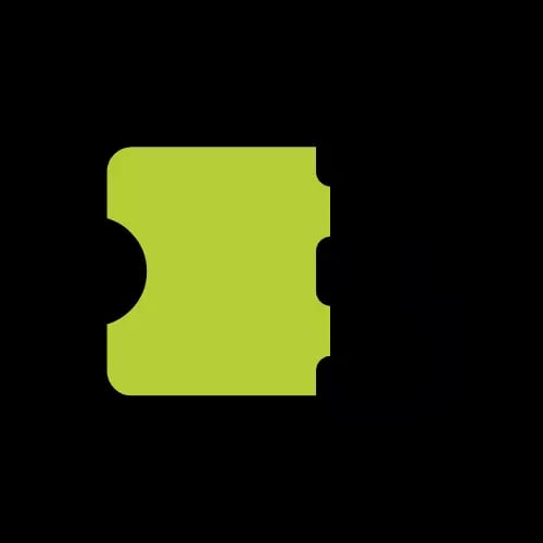 Ticket-Icon mit grünem Farbakzent