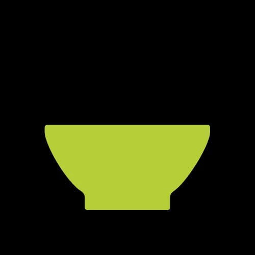 Icon einer Schüssel und eines Löffels mit grünem Farbakzent