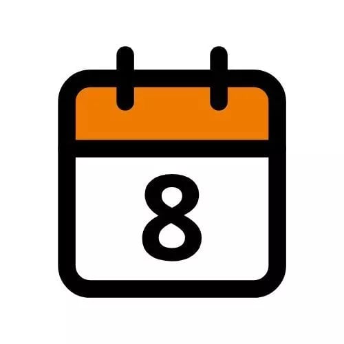 Kalender-Icon für den Monat August mit orangem Akzent