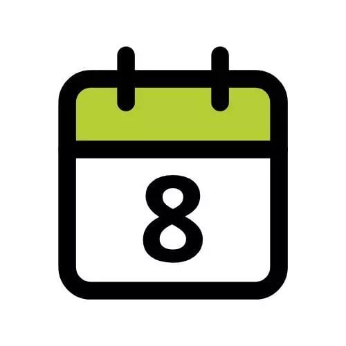 Kalender-Icon für den Monat August mit grünem Akzent