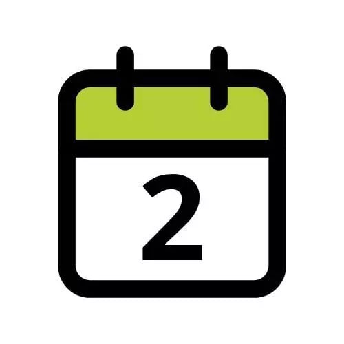 Kalender-Icon für den Monat Februar mit grünem Akzent
