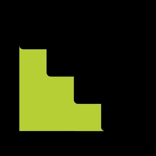 Icon einer Treppe mit einem Pfeil nach unten.